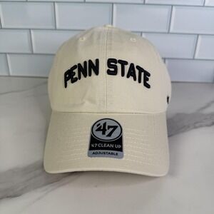 Penn State Nittany Lions Hat Cap Strap Back Mens One Size White 47 Clean Up